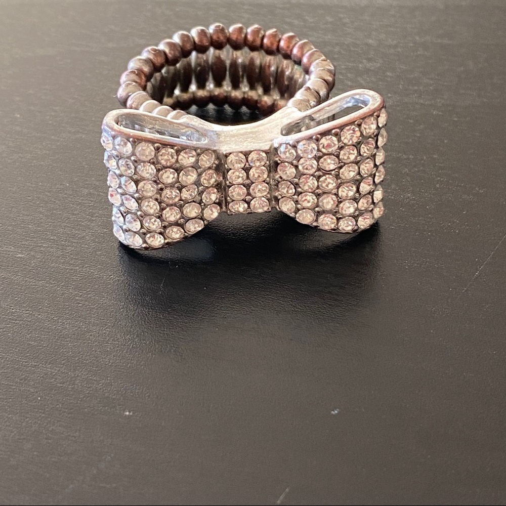 Fake diamond bow ring